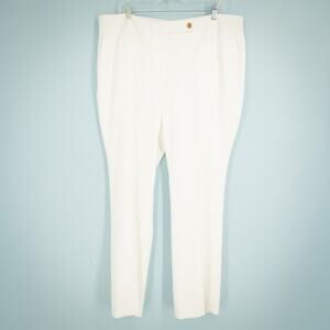 Talbots Plus Size 18W Signature White Lined Flat Front Straight Leg Dress Pants